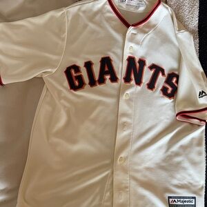 Majestic Cream Giants Jersey with Orange and Black Details